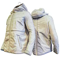 Two Tone Dark Green And Beige Hooded Jacket With Front Pocket Front And Back View