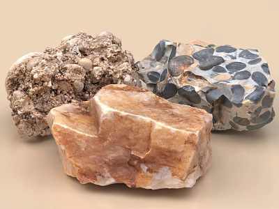 Natural Decorative Stones Showcasing Varied Colors Textures And Surface Patterns 3d model