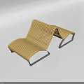 Modern Striped Wooden Outdoor Sofa Featuring Curved Design For Patio Area