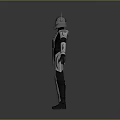 Futuristic Game Movie Character With Silver Black Armor Green Eyes And Chest Design