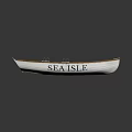 Traditional Wooden Boat With Blue White Hull Seats And Seas Isle Design On Wooden Edges