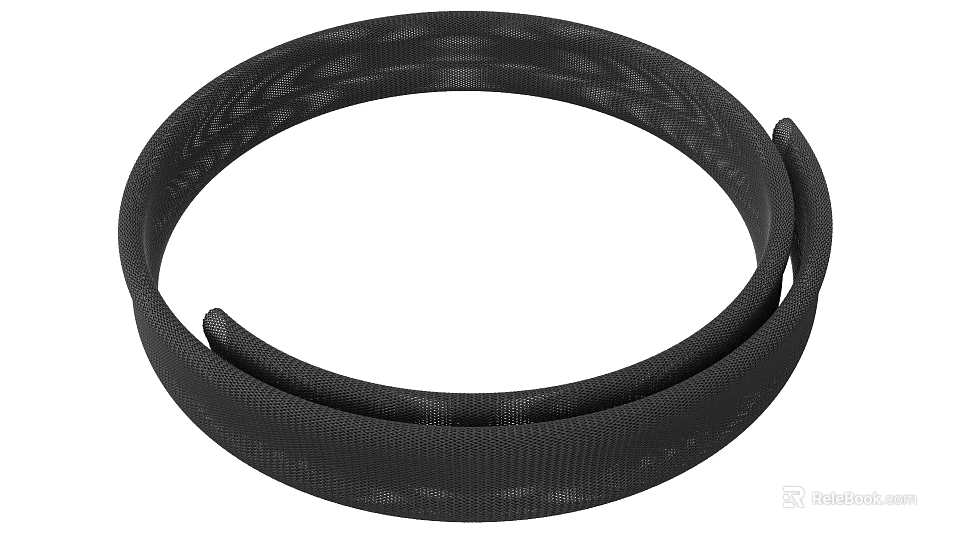 Black Circular Textured Decorative Band With Intricate Patterned Loop Design 3d model 
