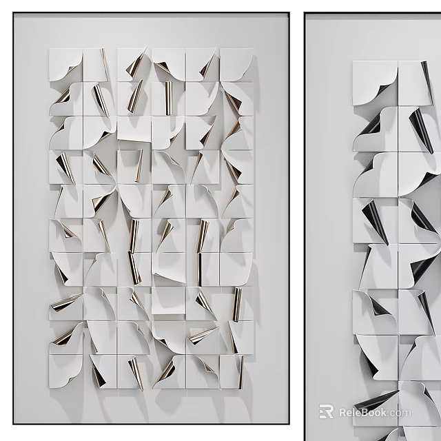 Modern 3D Geometric Wall Decor With White And Metallic Accents 3d model 