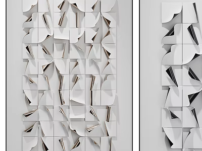 Modern 3D Geometric Wall Decor With White And Metallic Accents 3d model