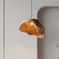 Warm Amber Stone Pendant Light With Natural Irregular Shape For Minimalist Interior 3d model