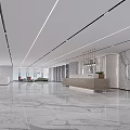 Elegant Modern Office Reception Area With Polished Marble Flooring And Bright Spacious Minimalist Interior