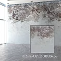 Weathered Brick Wall With Peeling Paint Near Window And Wooden Floor