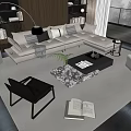 Modern Beige Sofa And Black Coffee Table Set With Throw Pillows Decorative Items In Modern Living Room