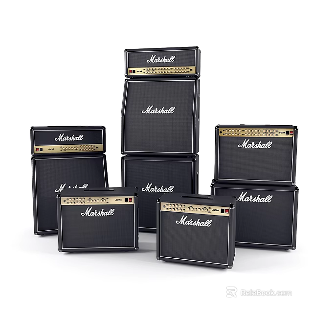 Marshall Amplifiers Collection Of Stacked Units In Different Sizes And Models 3d model 