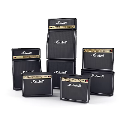Marshall Amplifiers Collection Of Stacked Units In Different Sizes And Models 3d model