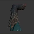 Mythical Creature Head Sculpture With Spiked Top And Scaled Texture
