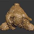 Decorative Golden Rabbit Figurine Sitting With Textured Metallic Surface On Black Reflective Base