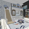 Kids Room Bunk Bed With Slide And Storage Drawers Modern Design