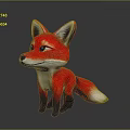 Cartoon Red Fox Game and Movie Character With White Belly Black Ears and Tail Tip