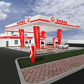 Convenience Store Exterior With Glass Windows Door And Car Image Billboards