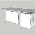 Simple Modern Office Desk With Multiple Drawers And Cabinet Storage Design 3d model