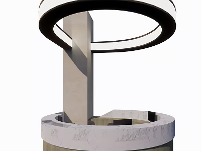 Modern Reception Desk With Circular Top And Cylindrical Stone Base Design 3d model