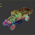 Vintage Green Truck With Wooden Cargo Bed And Retro Classic Design