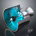Turbine Engine Internal Structure With Blue Blades And Metallic Components 3d model