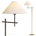 Minimalist Modern Floor Lamp With White Lampshade And Metal Cross Base Design