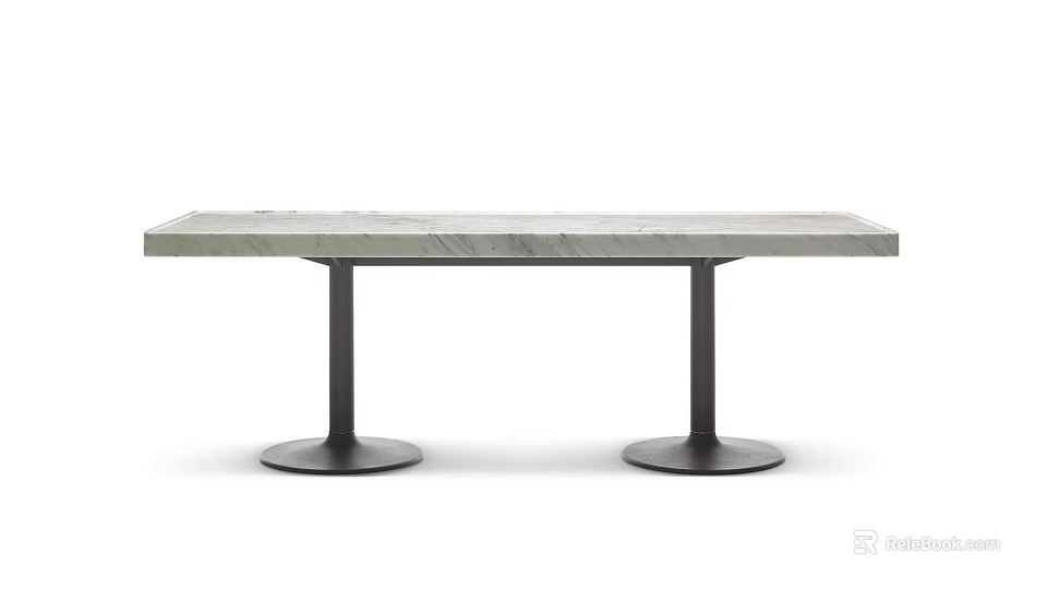 Sleek Modern Dining Table With Marble Top And Metal Base Design Features 3d model
