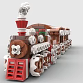 Building Blocks Train Toy Set Featuring Locomotive Carriages Decorative Wheels and Playful Design