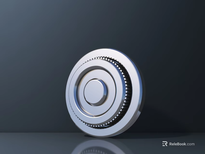 Smart Machine Silver Circular Bearing Component with Gear Pattern and Smooth Reflective Surface 3d model 