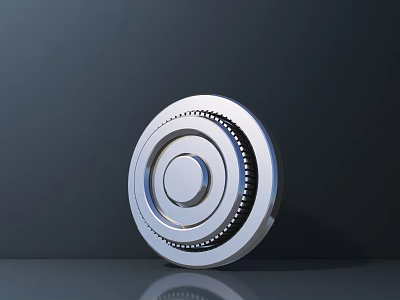 Smart Machine Silver Circular Bearing Component with Gear Pattern and Smooth Reflective Surface 3d model