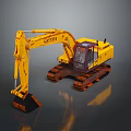 Yellow JCB Crawler Excavator With Large Bucket For Construction Work 3d model