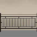 Modern Metal Railing With Vertical Bars Against Beige Wall And Light Floor 3d model