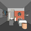 Luxurious SPA Sauna Interior With Massage Bed Decorative Paintings And Green Plant