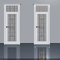 Elegant White Interior Swing Doors With Decorative Glass Patterns Design 3d model
