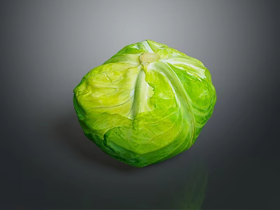 Fresh Organic Green Cabbage With Crisp Vibrant Leafy Layers On Dark Background 3d model