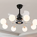Modern Contemporary Chandelier With Black Base Golden Arms White Spherical Lampshades And Crystal Decorations