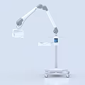 Mobile Medical Device With Adjustable Articulating Arm Display Screen And Tray On Wheels