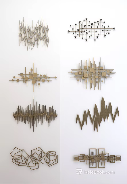 Modern Geometric Wall Decor With Abstract Metal Patterns And 3D Design Elements 3d model