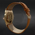Luxury Gold Case Watch With Brown Leather Strap And Intricate Dial Design