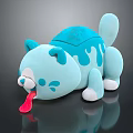 Cute Soft Blue And White Cat Plush Toy With Sticking Out Red Tongue