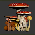 Colorful Mushroom Collection With Red White Spots Yellow Pink And Orange Varieties
