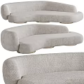 Modern Light Gray Curved Sectional Sofa With Upholstered Fabric And Metal Legs