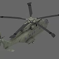 Military Green Helicopter With Large Rotors And Transport Aircraft Design