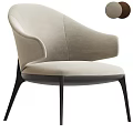 Elegant Modern Upholstered Dining Chair With Armrests And Dark Wooden Legs