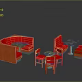 Stylish Orange Restaurant Booth Seating With Dark Stone Tables And Chairs