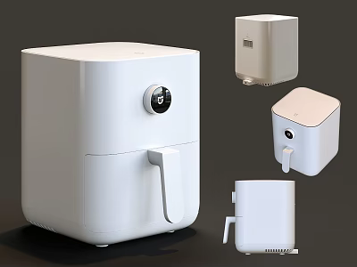 Modern White Air Fryer Kitchen Appliance With User Friendly Design And Multiple Angles 3d model