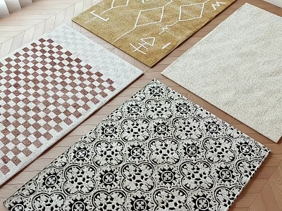 Variety Of Square Rugs With Distinct Patterns 3d model