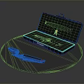 Professional Tool Case Open Design With Blue Light Accent And Pen Shaped Tools 3d model