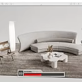 Quiet Sofa Tea Table Combination Sofa Coffee Table 3d model