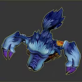 Fierce Fantasy Creature 3D Model With Spiky Blue Fur Red Mane And Purple Claws
