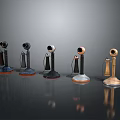 Vintage Digital Telephones in Various Colors with Retro Design and Reflective
