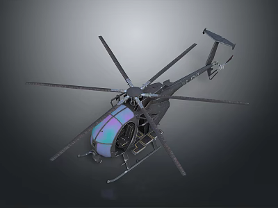 Advanced Space Exploration Helicopter With Transparent Cockpit Rotors And Dark Background 3d model